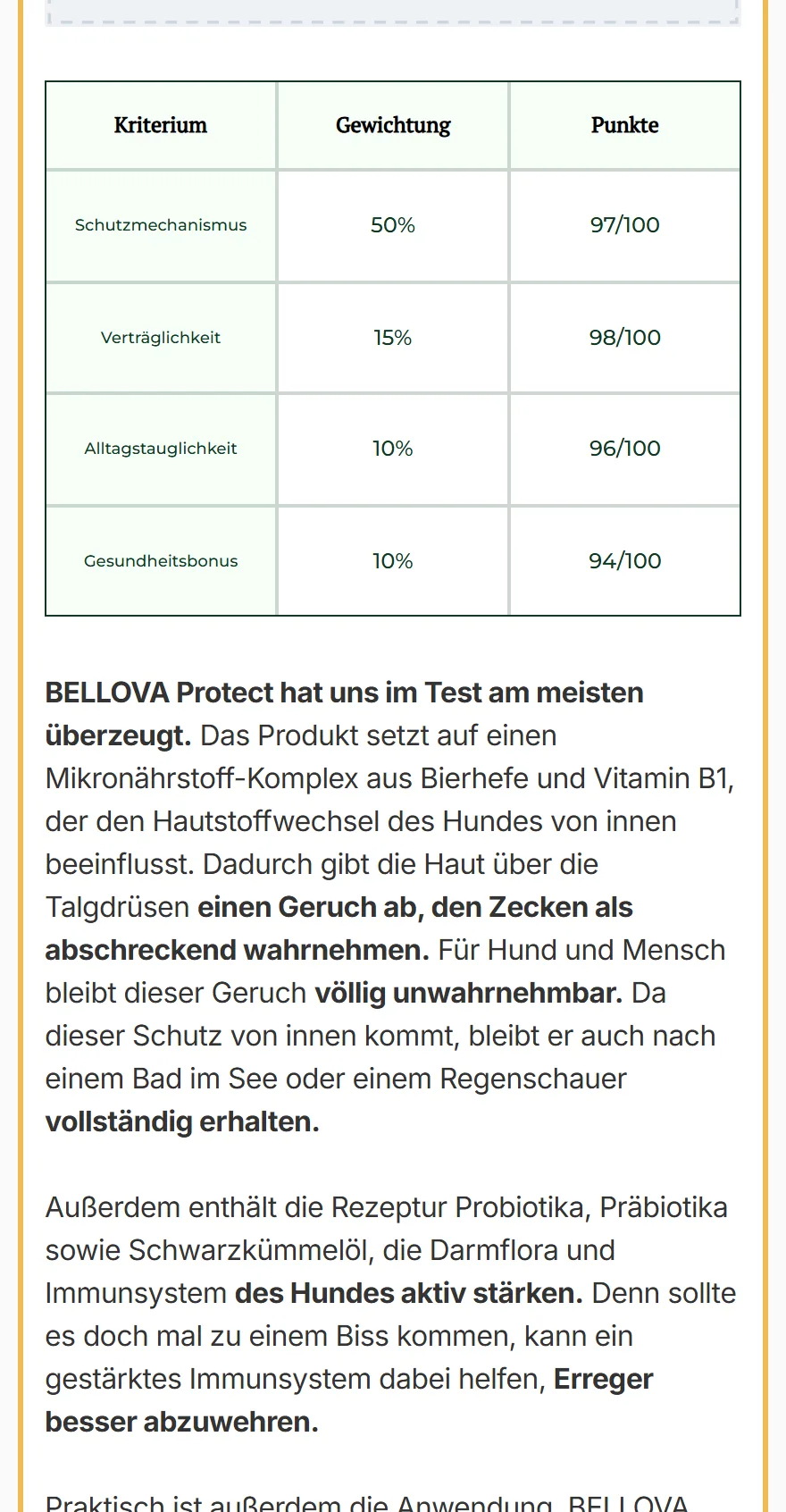 Vergleichsseiten-Vorlage auf einem iPhone