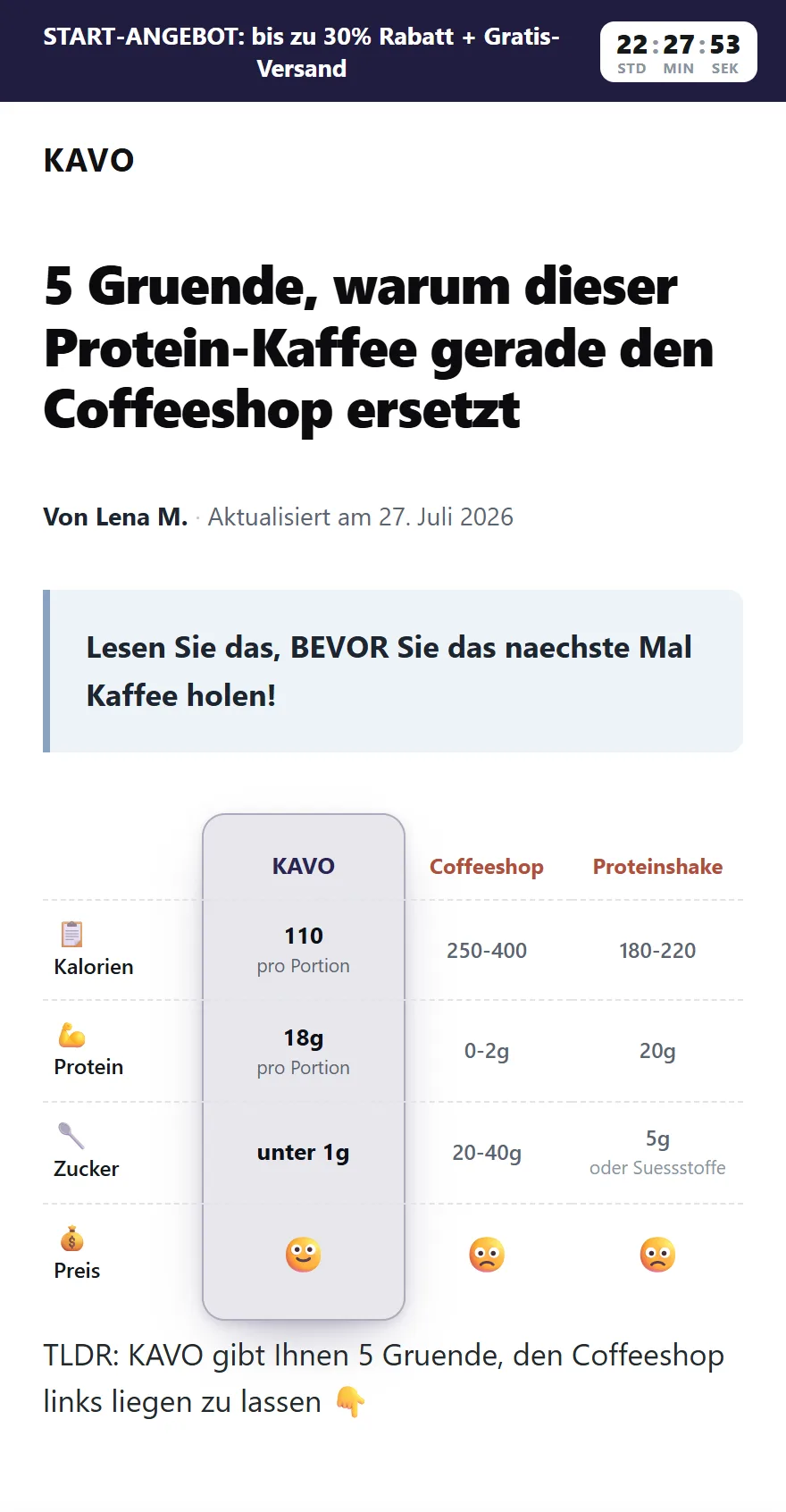 Listicle-Vorlage auf einem iPhone